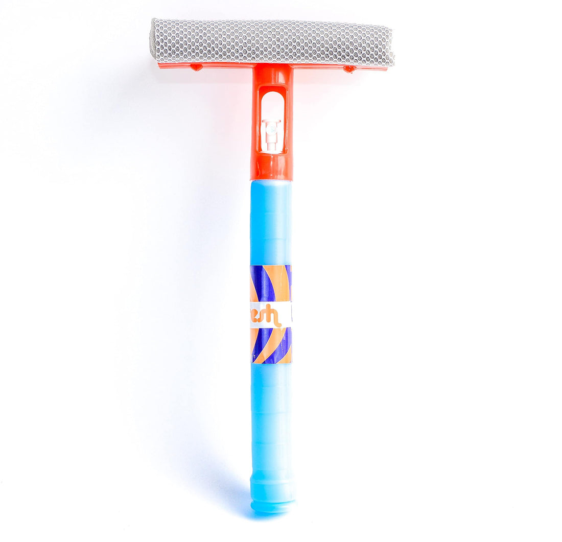 Superdrive Boom fresh Car Window Cleaner Squeegee Sponge Rubber Blade Spray Bottle Multipurpose 3-in-1 Cleaning Tool - Red