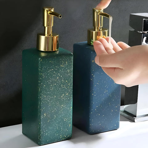 Porcelain Shampoo Bottle - Stylish and Functional Bathroom Accessory, Ideal for Storing Shampoo, Conditioner, and Hand Sanitizer, Adds a Touch of Class to Your Space (2Pieces)