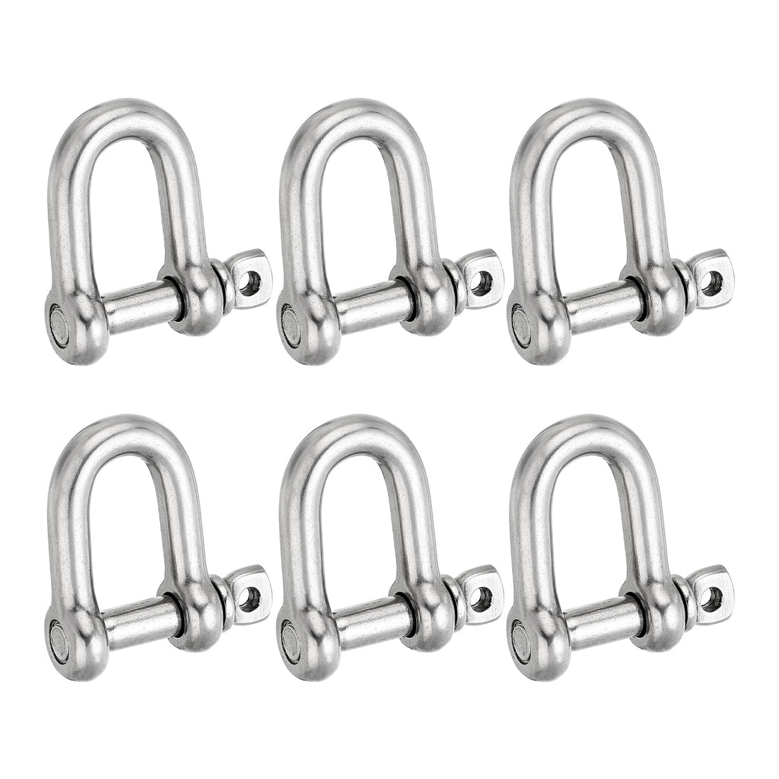 PATIKIL Screw Pin Shackle M8 5/16" 705lbs, 6 Pack 304 Stainless Steel D Ring Shackle for Chains Wire Rope Outdoor, Silver