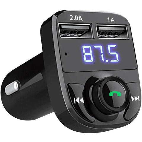 Handsfree Call Car Charger, Wireless Bluetooth FM Transmitter Radio Receiver,Mp3 Audio Music Stereo Adapter, Dual USB Port Charger Compatible for All Smartphones, Samsung Google, etc.