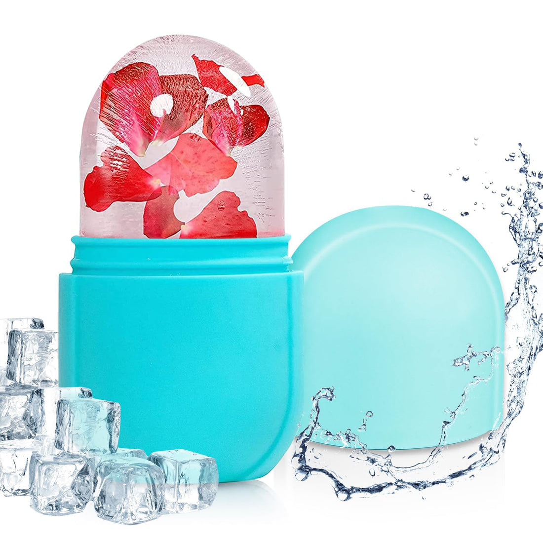 ECVV Ice Face Roller Massager for Face, Eyes and Neck, Skin Care Roller Face Massager Reduce Puffiness, Reusable Massage Silicone Ice Mold (Blue)