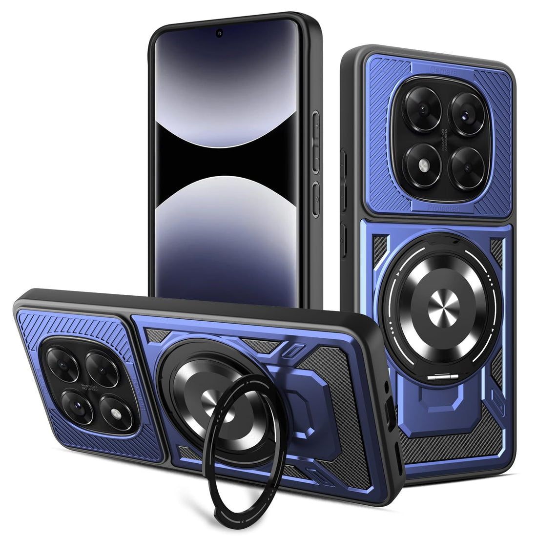 Case Cover Shock Resistant UNBLACK Protect Camera TPU + PC Compatible with Redmi Note 14 Pro Plus 5G (Blue)