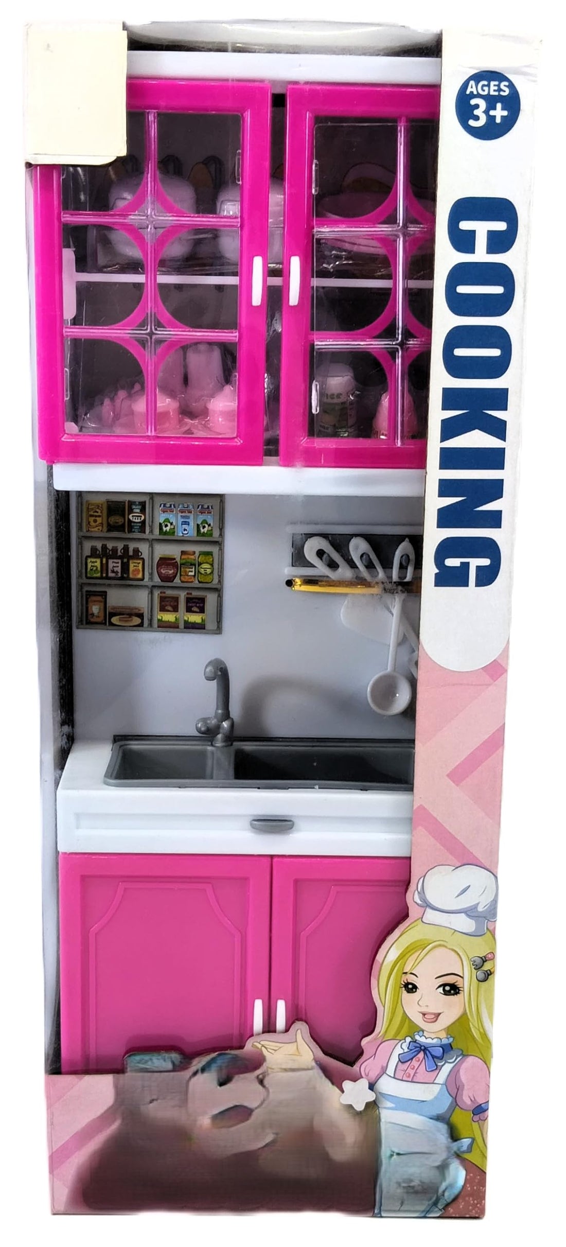 Girls' Plastic Cooking Play Kitchen Toy Set for Ages 3 and Above