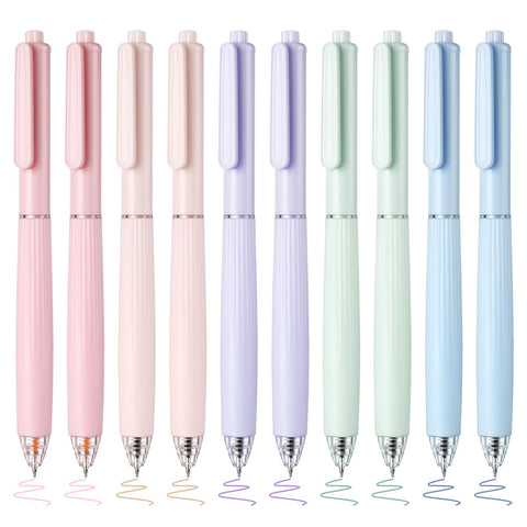 10Pcs Colored Gel Pens Set, No Bleed Through Retractable Fine Tip 0.5mm, Quick Dry Pastel Ink, Smooth Writing for Bible, Journaling, Note-Taking, School & Office Supplies, Morandi Colors