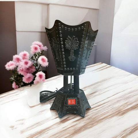 Portable Electric Incense Burner. Vintage Arabic Incense Holder Resin Oud Aroma Diffuser for Yoga, Spa, Aromatherapy, Home and Office Decor. (Incense Burner Nakhla Black)