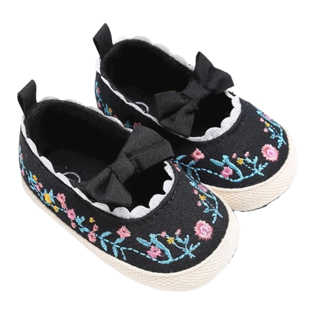 Mix&Max baby-girls Girls Synthetic Ballerina Shape Bow Embroidered Flowers Ballet Flat