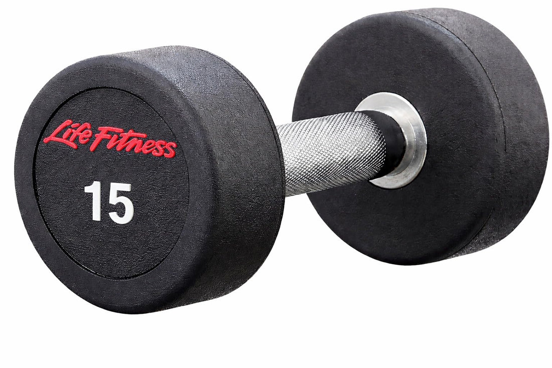 Life Fitness Dumbbells for Strength Training and Fitness Workouts, Black, Steel and Chrome Handle