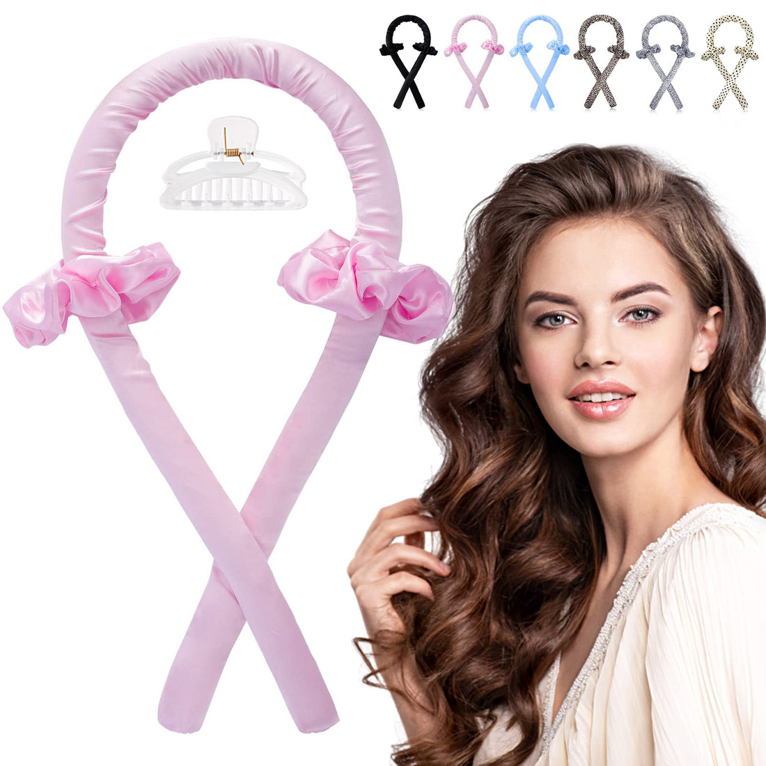 Heatless Curling Headband, Einen Heatless Hair Curling Rollers for Sleeping in Curly Headband with Hair Clips for Women's Nighttime Hair Styling Tools for Long Hair (Multicolor)