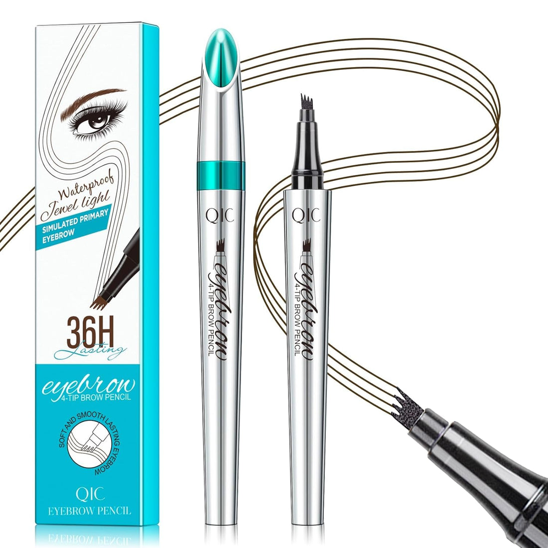 Eyebrow Pencil Eyebrow Microblading Eyebrow Micro 4 Point BrowPen Lift & Snatch Pen Long-Lasting Waterproof Natural Eyebrow Tattoo Eyebrow Hair for Beauty Lovers (Dark Brown)