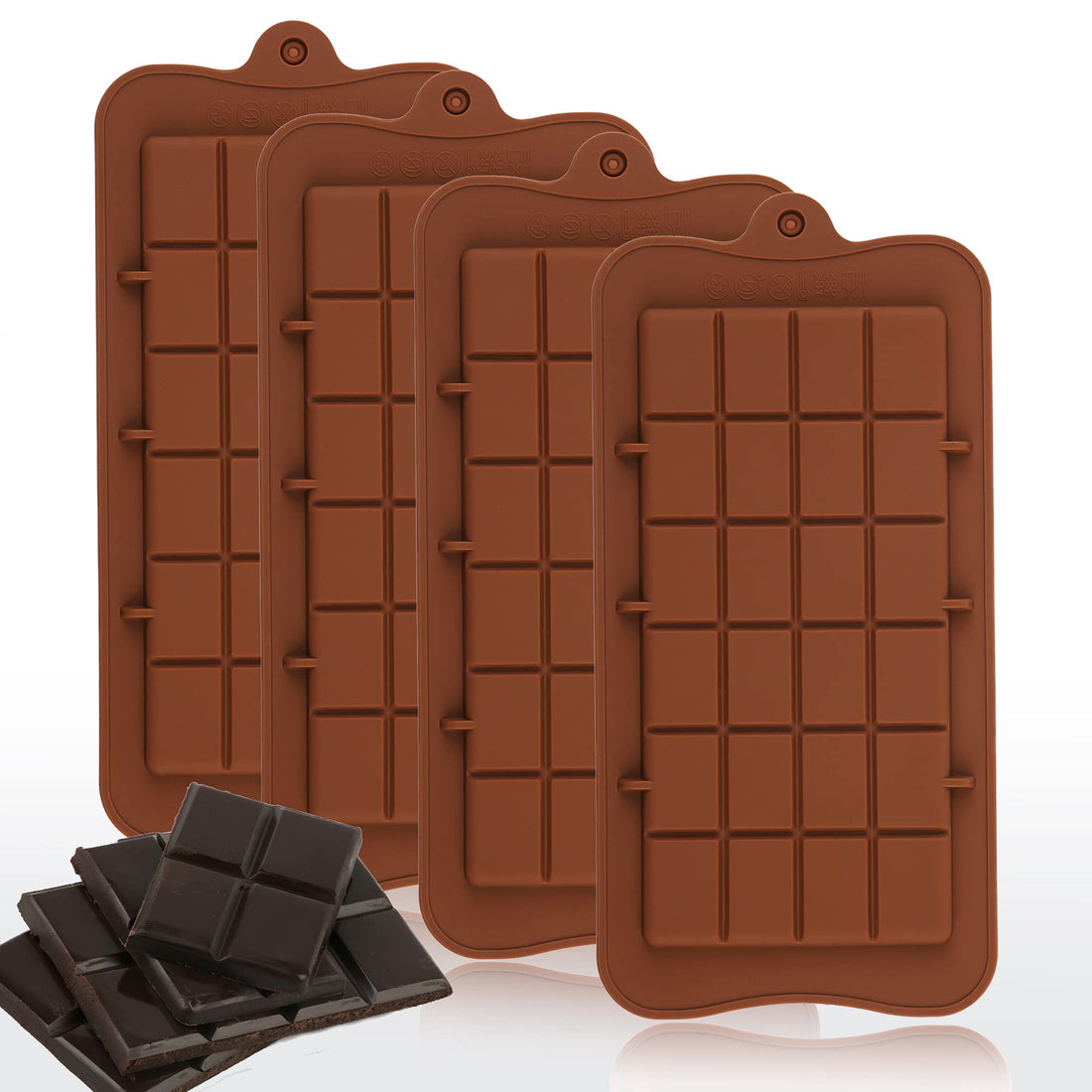 Huiji Silicone Chocolate Bar Mold - Protein and Engery Bar Silicone Mold Set of 4, For Chocolate Candy Cake Decorations