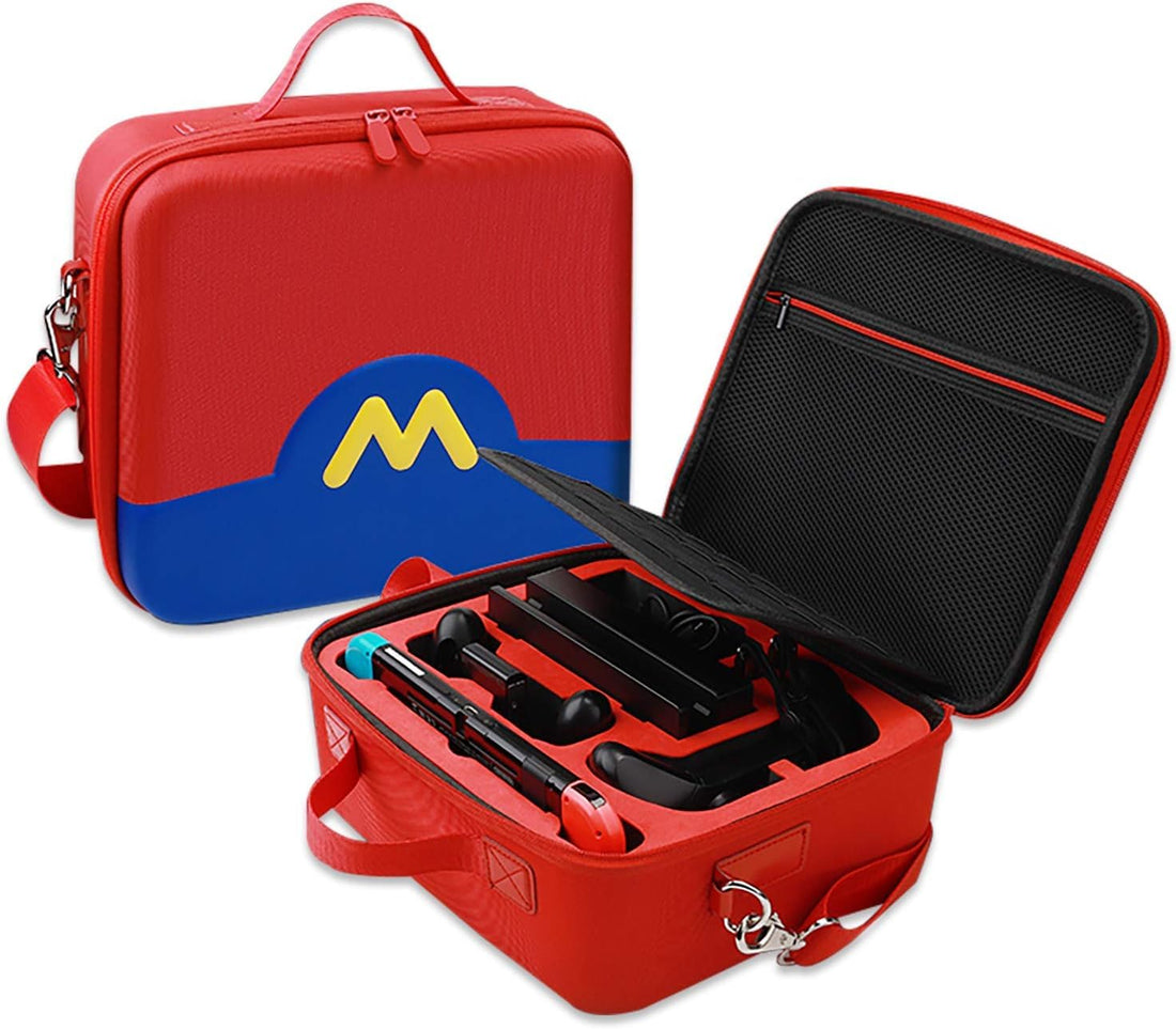 Ecosystem Large Bag for Nintendo Switch 2 Carrying Case, Mario Convenient On-the-go Switch Bag, Handle and Strap for Switch 2 2025 Travel Cases Portable Storage & Accessories (Blue Red)