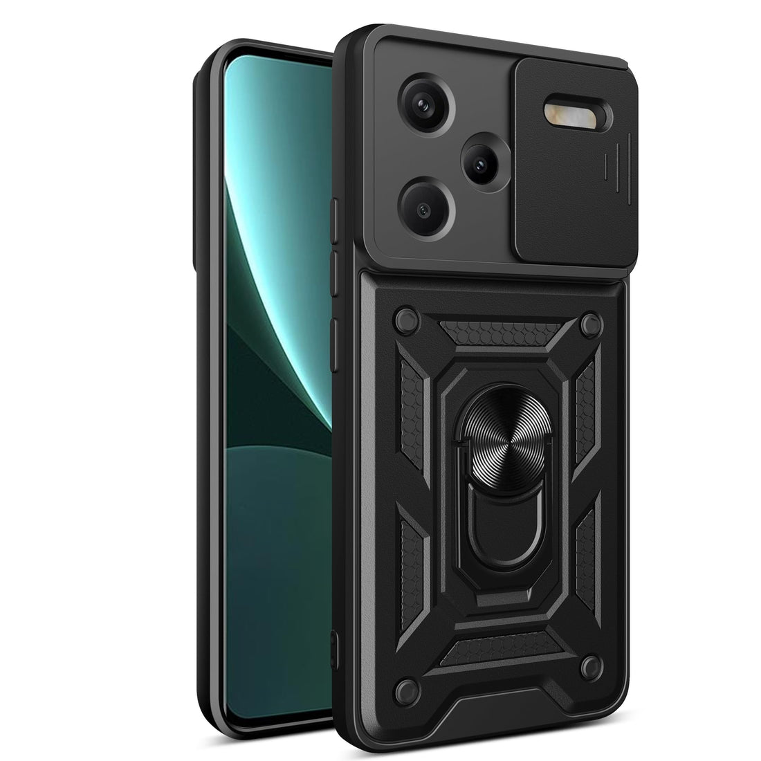 Case Cover Shock resistant Sliding CamShield TPU + PC Compatible with Redmi Note 13 Pro Plus 5G (Black)