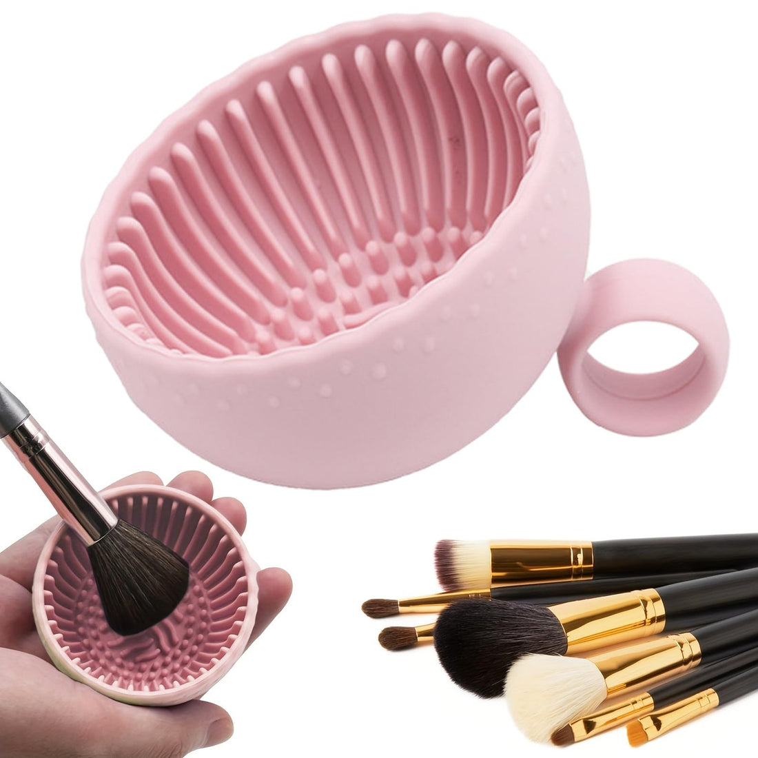 Makeup Brush Cleaner Bowl, Silicone Makeup Brush Cleaning Mat, Make Up Brush Scrubber Bowl, Portable Washing Tool Cosmetic Brush Cleaner