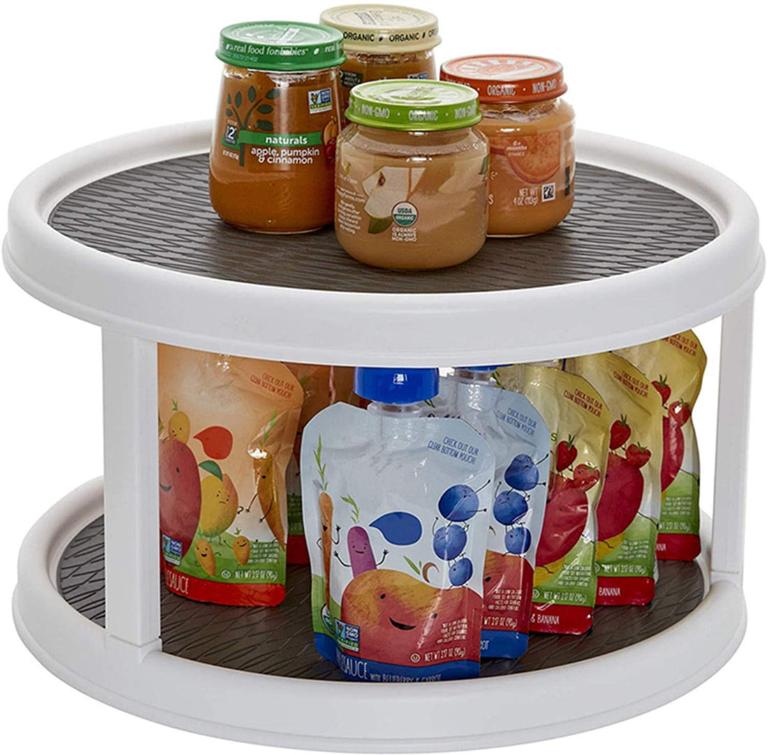 NANAO 2-Tier Lazy Susan Turntable Spice Rack Organizer,Rotating Cabinet Organizers and Storage for Kitchen Pantry Refrigerator