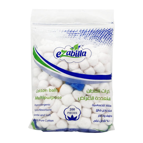Ezabilla Multipurpose Cotton Balls For Beauty & Baby & Home - 200Pcs