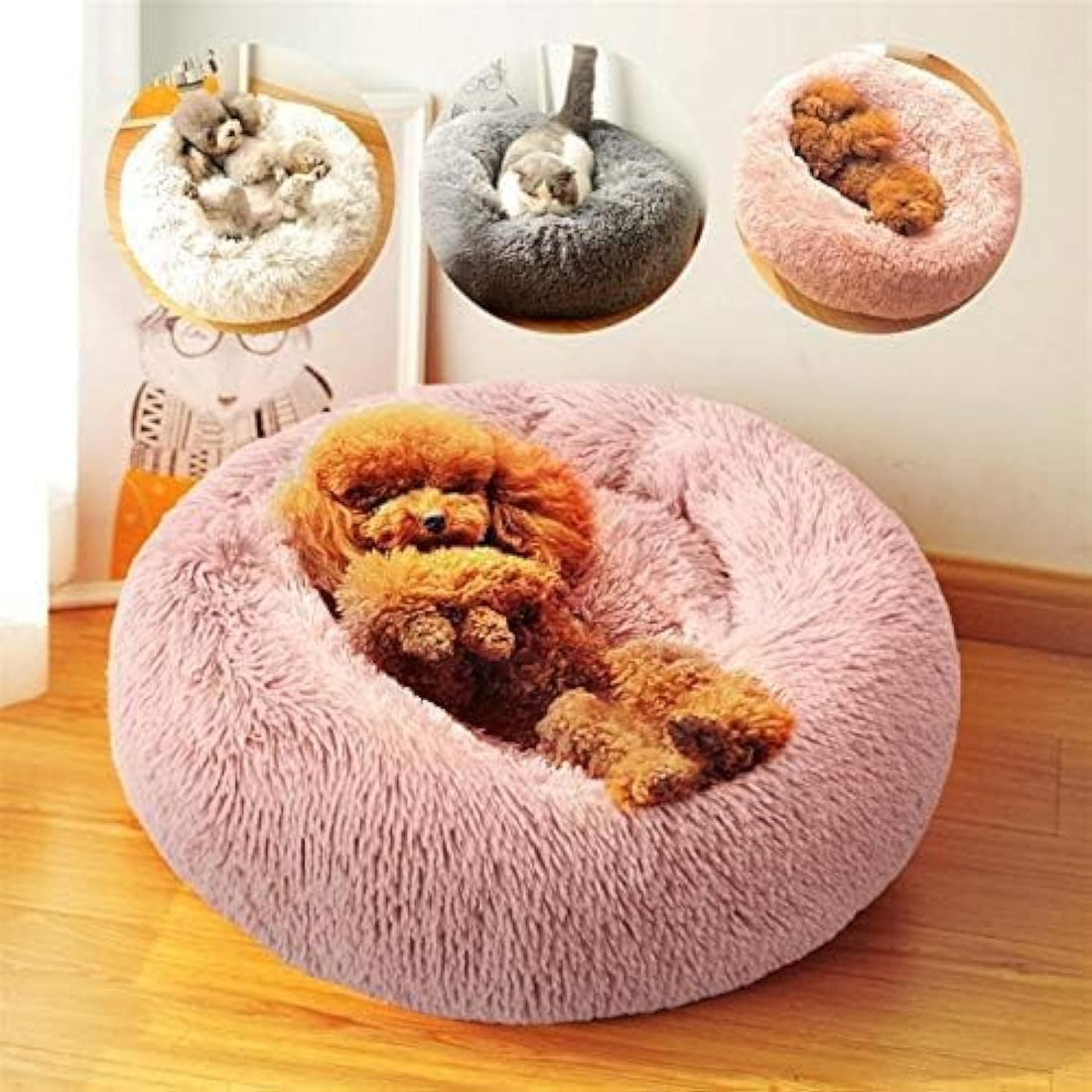 Dog and Cat Bed Multi Color Fur 60cm
