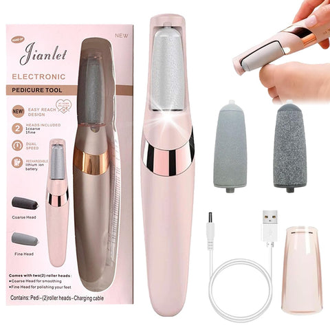 Electric Foot File Hard Skin Remover, Callus Remover for Feet & Dead Skin Remover Electric, USB Rechargeable Waterproof Foot Grater with 2 Heads for Dry Cracked Heels, Pedicure Tools Home Care