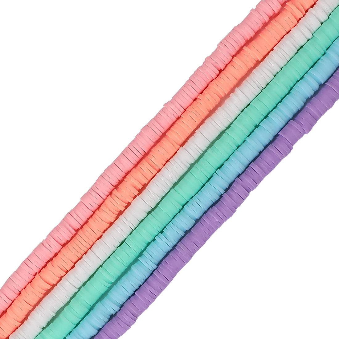 KASTWAVE Clay Beads, Round Handmade Heishi Beads, 2100 Pcs Polymer Flat Beads, Beads for Jewelry Making, for Necklace Jewelry Bracelet Earring Pendant and Anklet Craft Making DIY Craft Kit (Macaron)