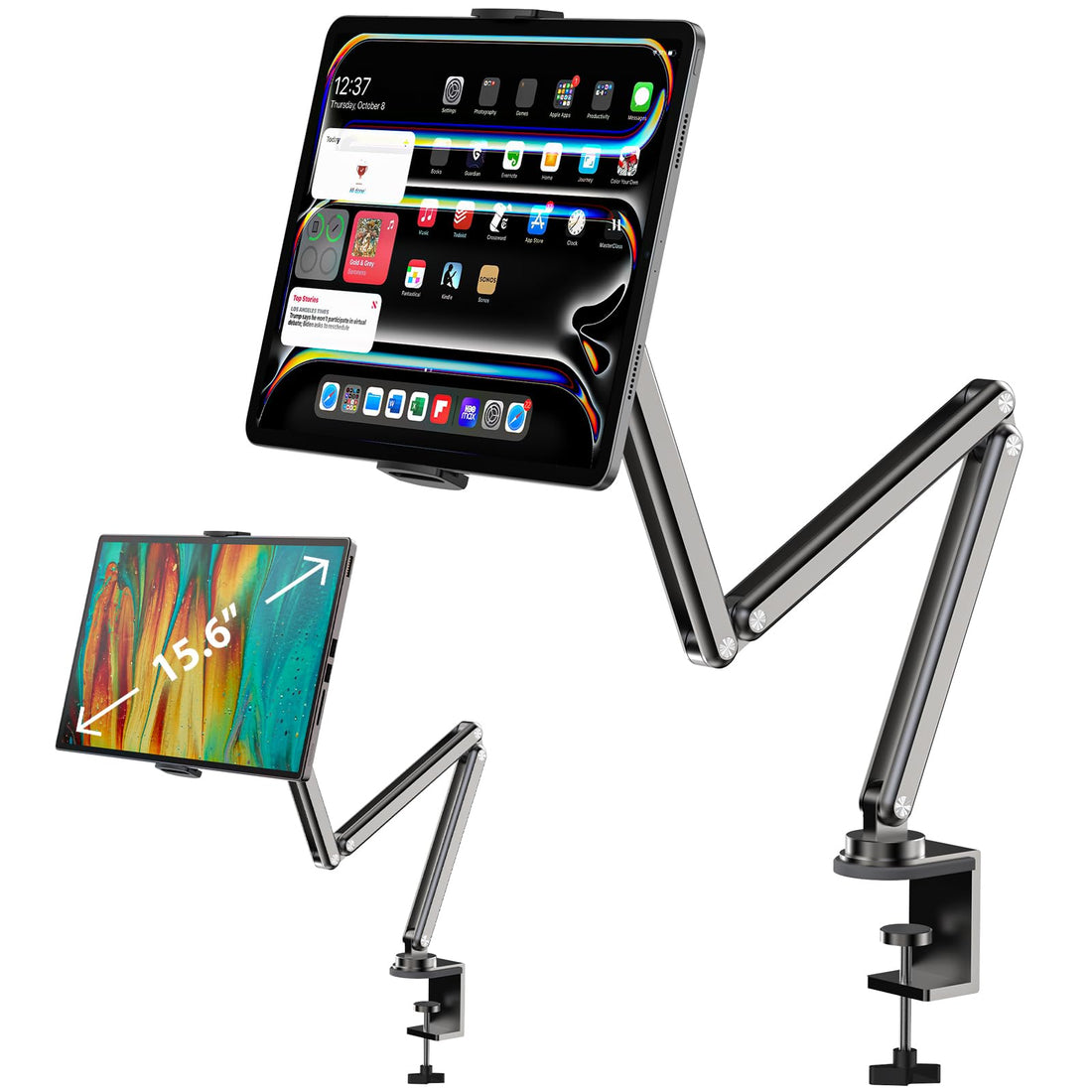 KU XIU Tablet Stand for Desk, Aluminum Arm Holder Angle Height Flexible Adjustable Mount