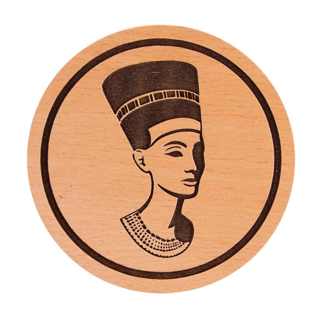 Nefertari 1 Logo Laser Engraved 9.5cm Diameter Wooden Coaster