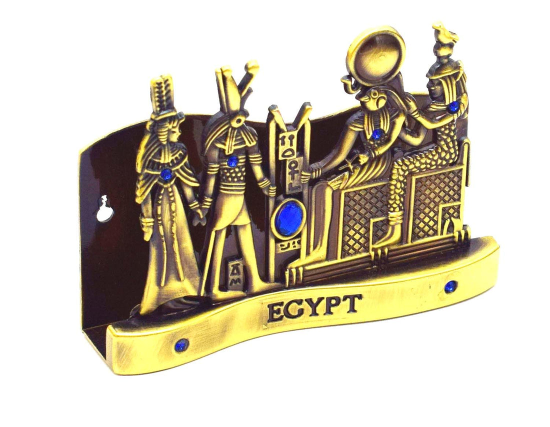 immatgar pharaonic Egyptian Business Card Holders Decorative Egyptian souvenirs gifts from egypt (4- kings - Burnt Yellow)