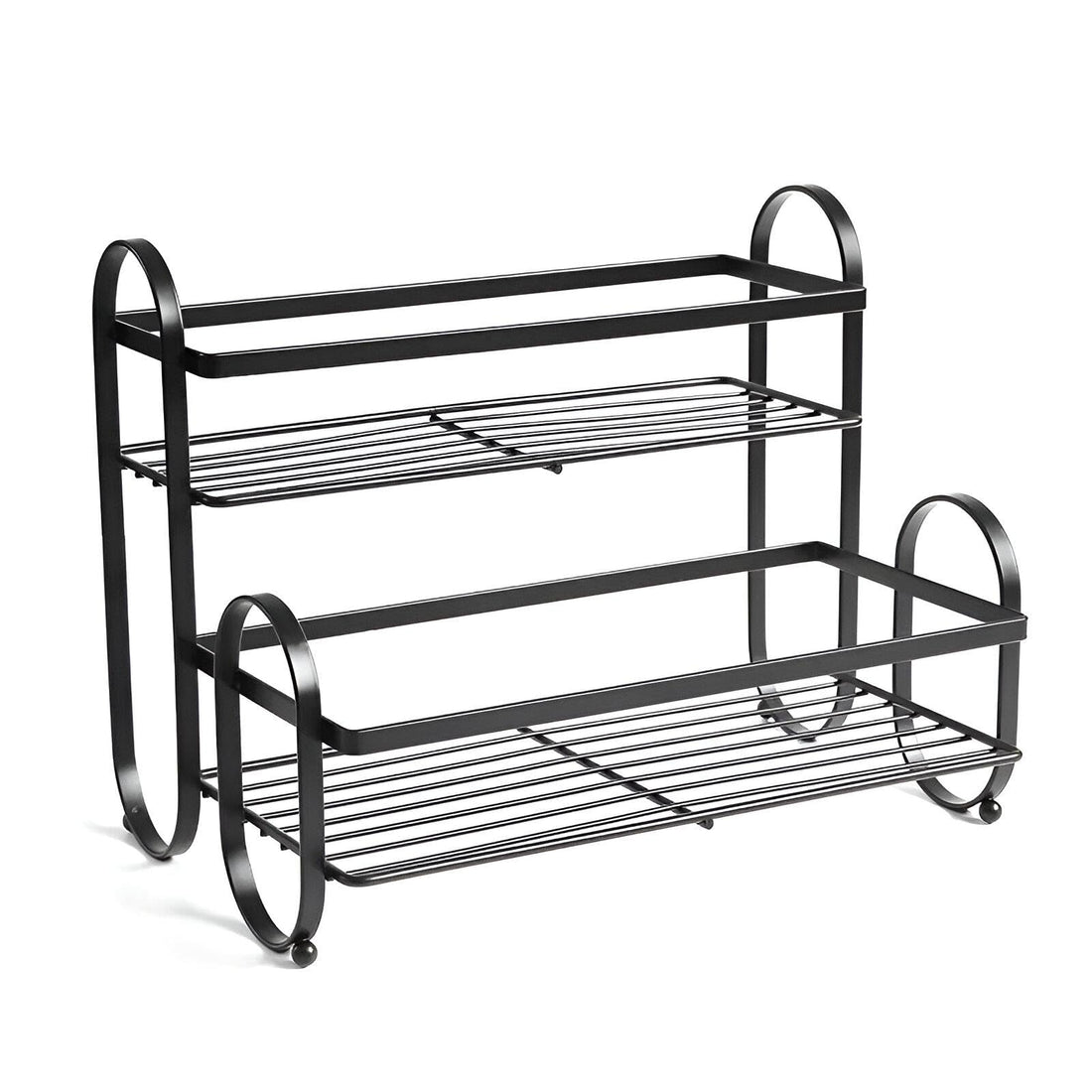 Spice Organizer - Multi-functional metal stand with a sleek two-layer design for organizing spices, beauty tools, and bathroom or kitchen essentials - Strong, practical, and modern with perfect dimens