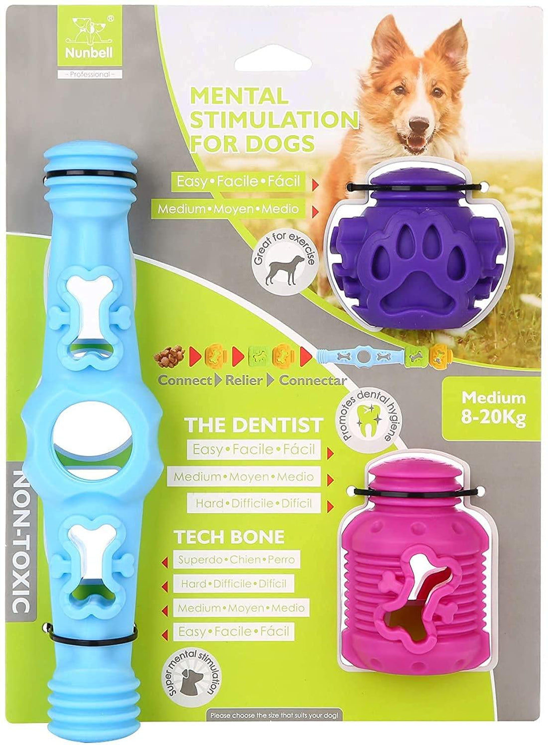 Nunbell Dog Puzzle Toys for Boredom, Puppy IQ Treat Ball, Interactive Chew Toys for Aggressive Chewers, Games for Chasing Chewing Playing