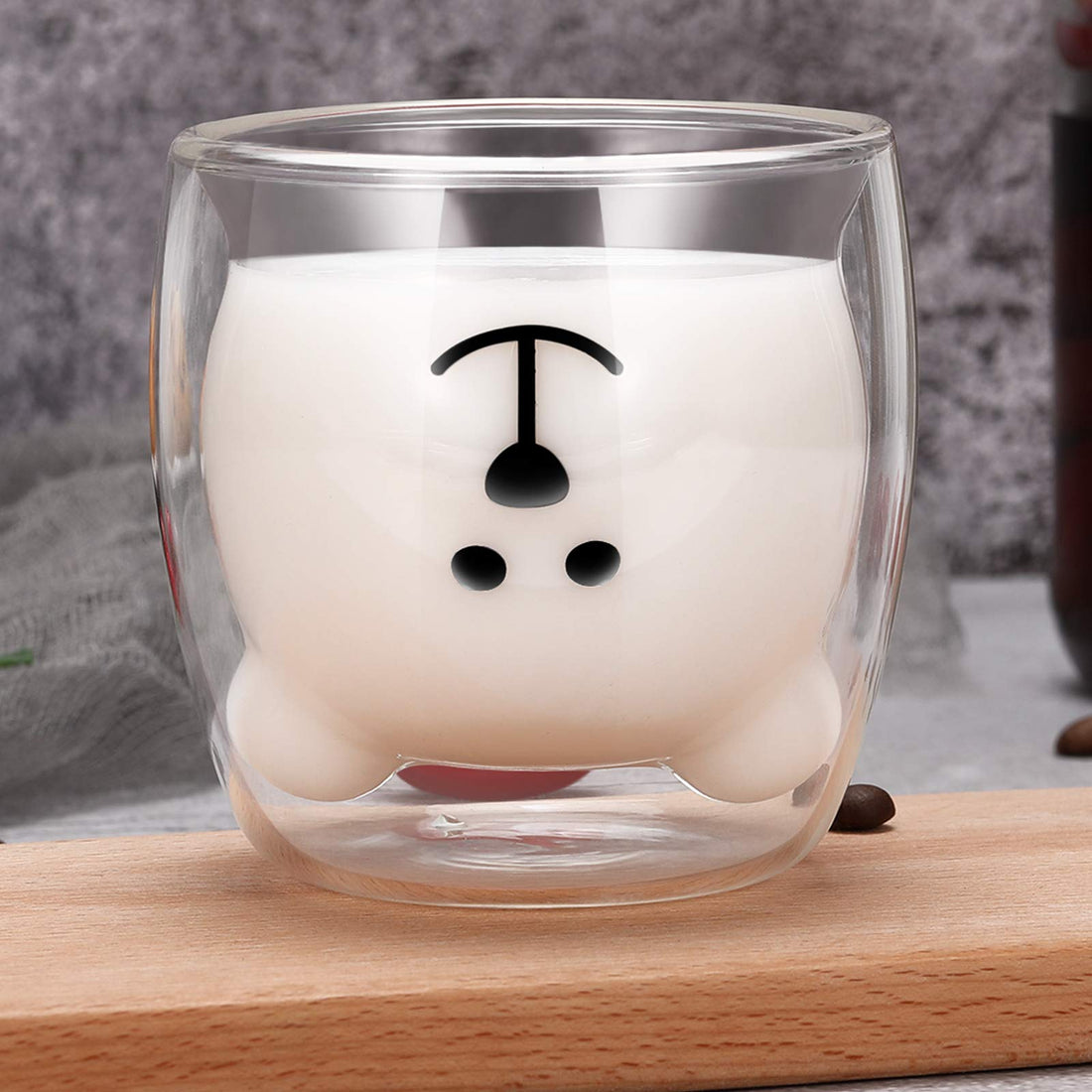 Patelai Bear Tea Cup Coffee Mug Milk Double Wall Glass Cute Cup Present for Women Men Valentine's Day Birthday, 250 ML (Clear)