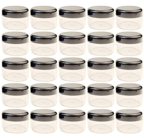 25PCS 15G/ML 0.17oz Clear Empty Refill Plastic Cosmetic Sample Packing Bottle Jar Pots Eyeshadow Makeup Eye Cream Lotion Loose Powder Holder Storage Container for Nails Gems Beads Jewelry(Black Cap)