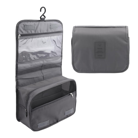 Alicer Hanging Travel Toiletry Bag, Waterproof Folding Makeup Bag, Portable Makeup Bag, Toiletry Bag for Men and Women (Grey)