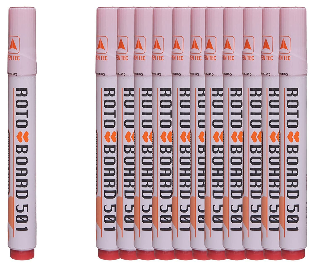 Roto board 501 set of 12 whiteboard chisel tip marker - red