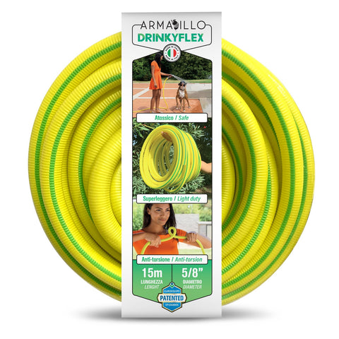 Idroeasy Armadillo Drinky Flex 15 Metres, Garden Hose, Non-Toxic Super Light Garden Water Pipe, Anti Knot and Anti Twist Irrigation Rod Made in Italy