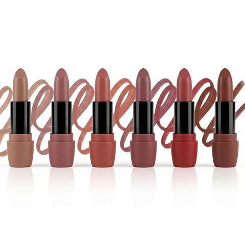 6-piece matte liquid lipstick makeup set, long-lasting matte liquid, non-sticky, non-fading, waterproof ((NUDE))