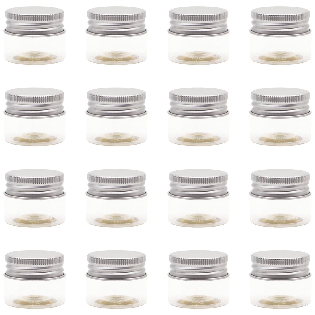 20 Pcs 20ml Clear White Plastic Jar - Silver Metal Lid - High Quality Healthy Plastic Empty Refill Jar Storage Containers Storage Containers Empty Round - By artistic