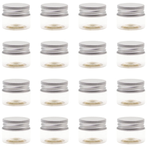 20 Pcs 20ml Clear White Plastic Jar - Silver Metal Lid - High Quality Healthy Plastic Empty Refill Jar Storage Containers Storage Containers Empty Round - By artistic