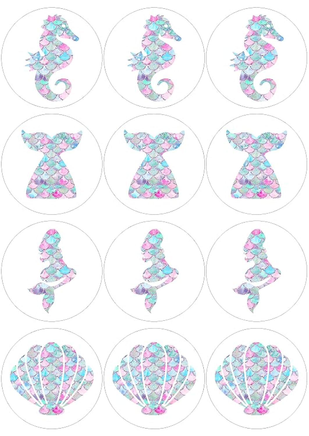 Mermaids Round Stickers for Girls birthday party supplies - 24 pcs