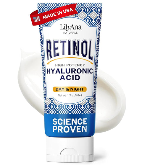 LilyAna Naturals Retinol Cream for Face - Made in USA, Retinol Cream, Anti Aging Cream, Retinol Moisturizer for Face and Neck, Wrinkle Cream for Face, Retinol Complex - 1.7oz