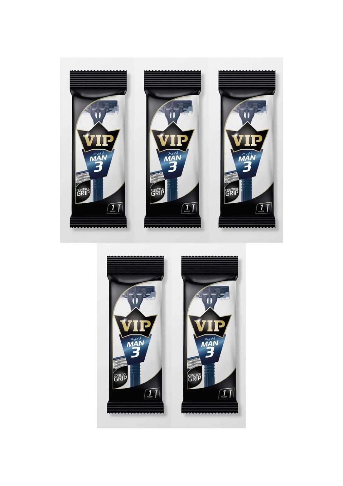 VIP MAN 3 BLADES DISPOSABLE BODY SHAVING RAZOR, Pack of 5