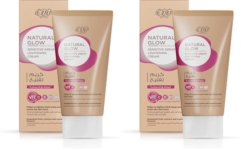 Eva Skin Care Natural Glow Lightening Cream for Sensitive Areas 50 g (Pack of 2)