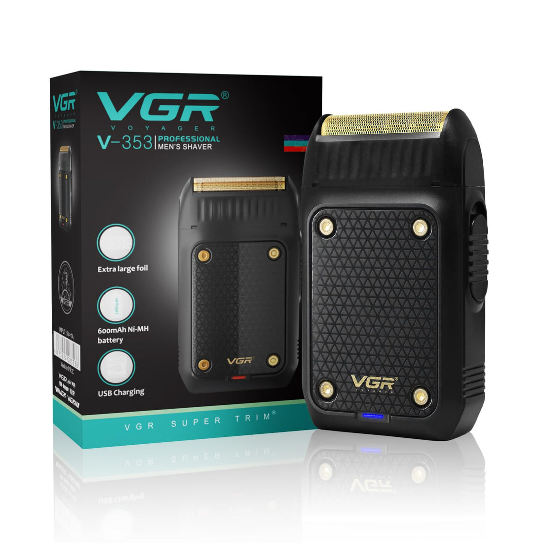 Vgr V-353 Professional Ultra Thin Shaver - Rechargeable Razor for Face Care & Beard Trimmer - Reciprocating Blade with USB Travel Shaver, Men's Electric Razor - Black