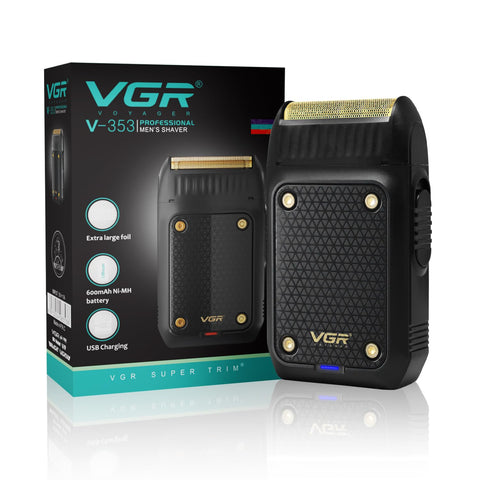 Vgr V-353 Professional Ultra Thin Shaver - Rechargeable Razor for Face Care & Beard Trimmer - Reciprocating Blade with USB Travel Shaver, Men's Electric Razor - Black
