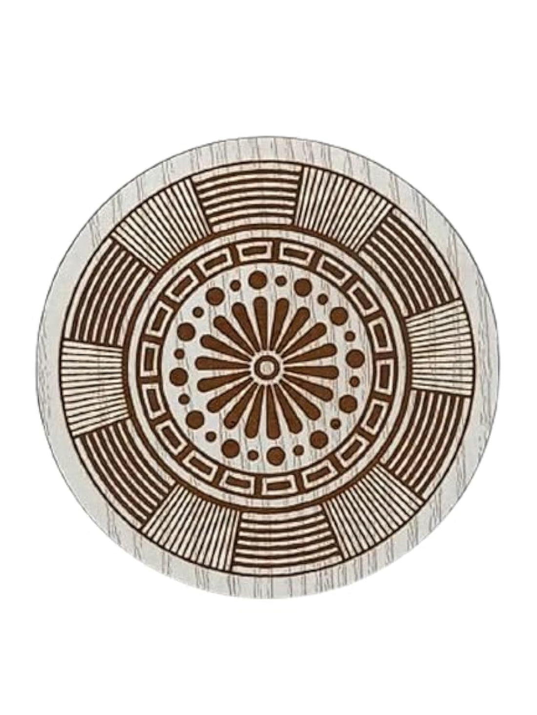 SIGN & DESIGN RCO GE 04L Wood Round Coaster Geometric Geometric Gummy Laser Engraving 6 Milliliters 9.5 x 9.5 x 0.6 cm - Beige