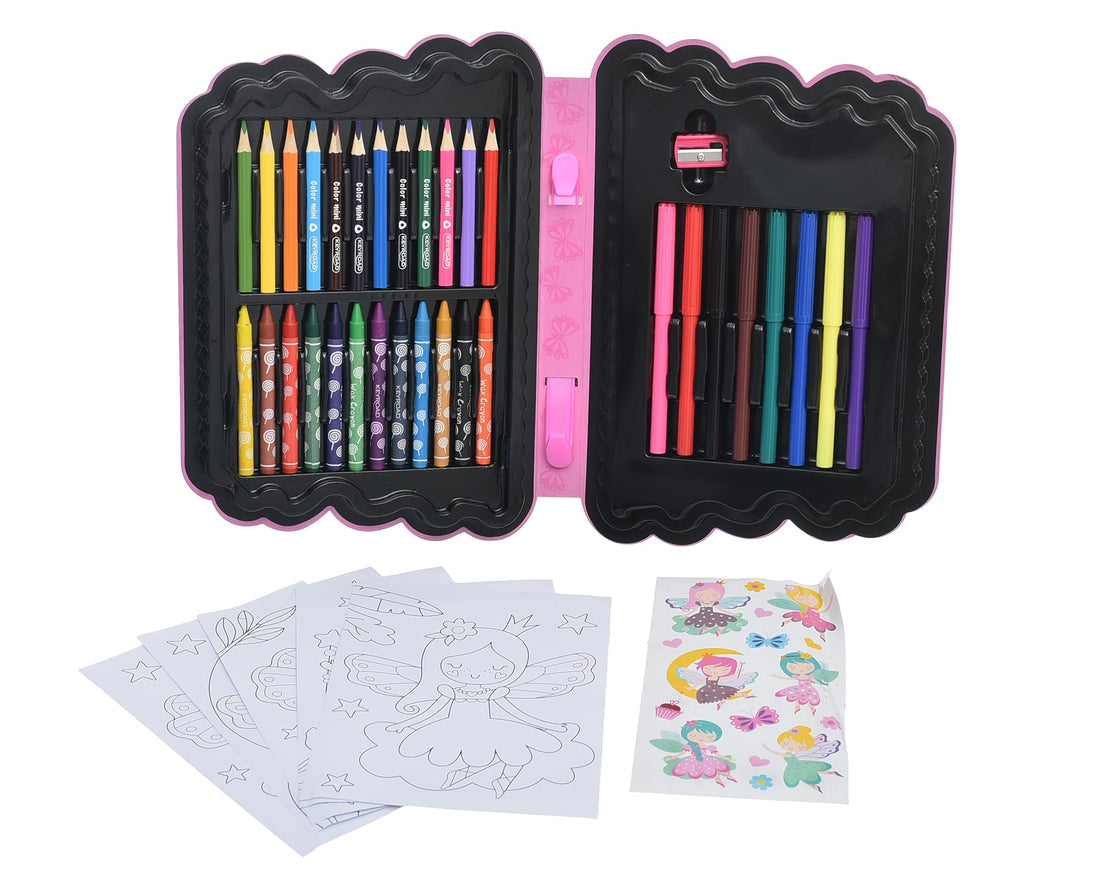 Keyroad Kids Coloring Set 54 Pieces Butterfly Design Model KR973014 creative coloring case with accessories for children