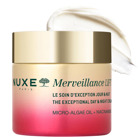 Nuxe Merveillance Lift The Exceptional Day & Night Cream 75ml, Wrinkle & Firmness Correcting Moisturiser, With Micro-Algae Oil & Niacinamide, Vegan Formula for All Skin Types