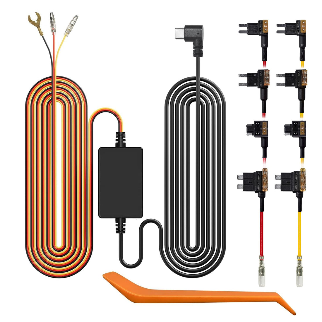 WOLFBOX USB C 4A Acc Hardwire Kit 11.48ft for All WOLFBOX Dash Cams, Converting 12V-24V to 5V, with Battery Drain Protection