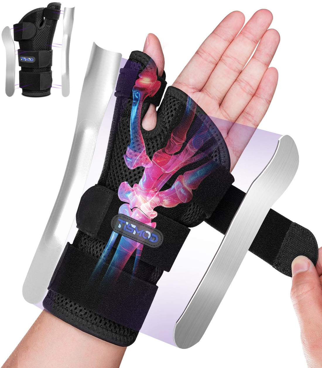 Wrist Brace with Thumb Support,Thumb Spica Splint Left Hand for De Quervain's Tenosynovitis Brace,Carpal Tunnel Wrist Brace Night Support for Women&Men,Black-S/M-Left