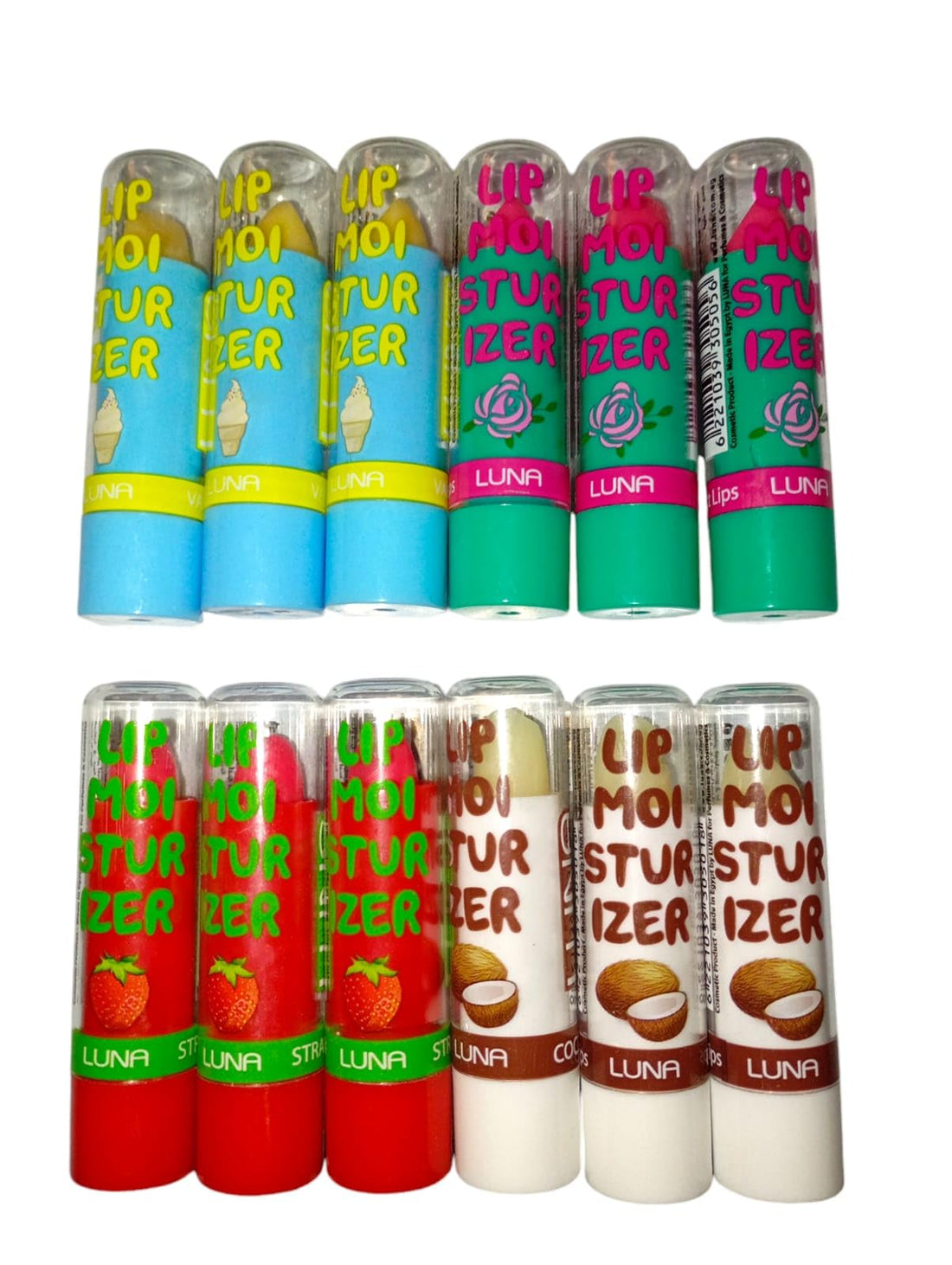 Luna..Effective Lip Balm 4 Amazing Flavors - 12 Count Economy Price by Al Shabrawini Pharmacy