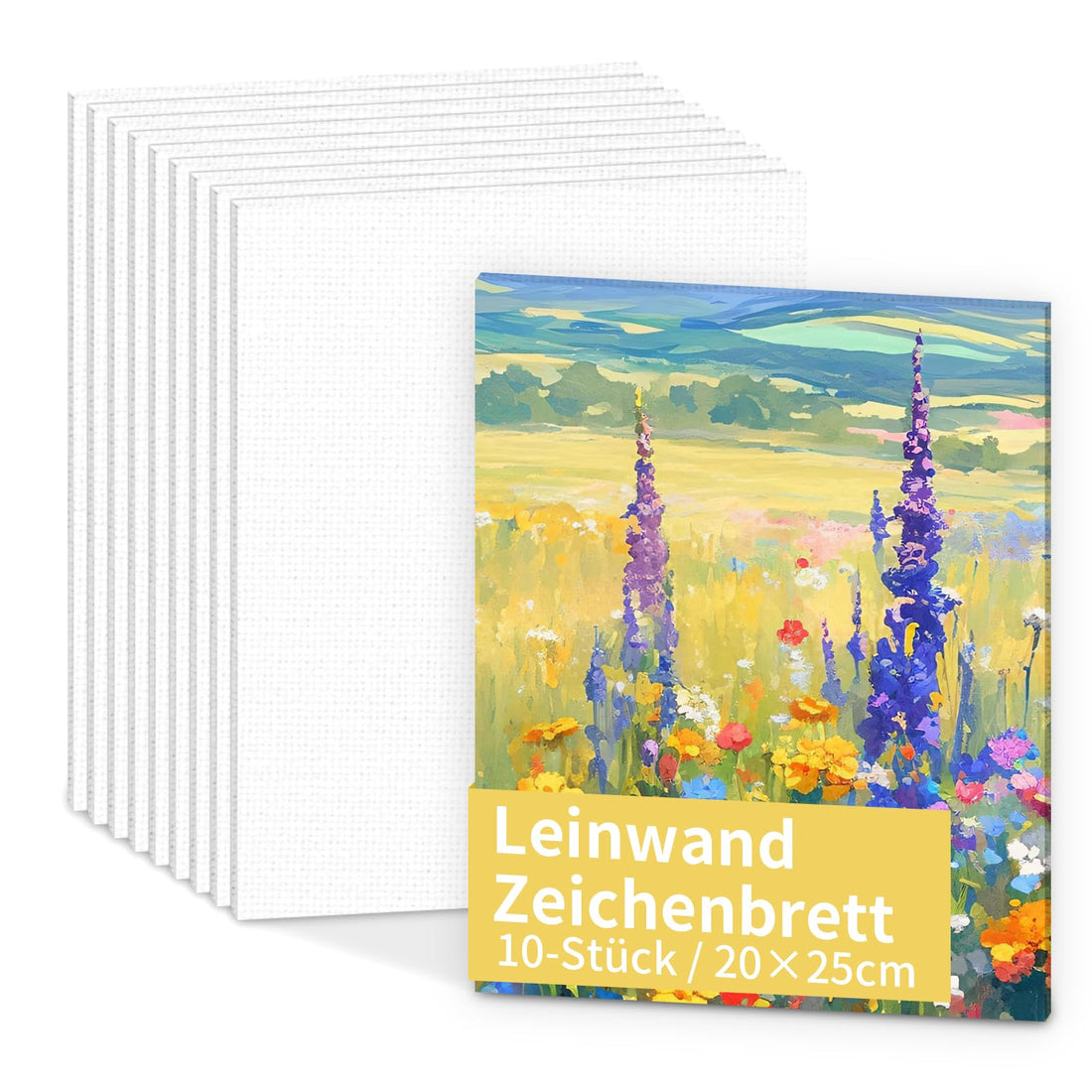 10 Packs Canvas for Painting, 20x25cm Pre Stretched Canvas Board, Blank Art Canvas Panels 100% Cotton for Wet Art Media Oil Paint & Acrylic Painting