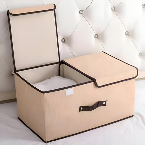 Folding and Stacking Storage Bag Box Design-Folding Storage Case with double lid and handle for simple sorting of clothes, toys and daily necessities, 50 x 30 x 25 cm (option 4)