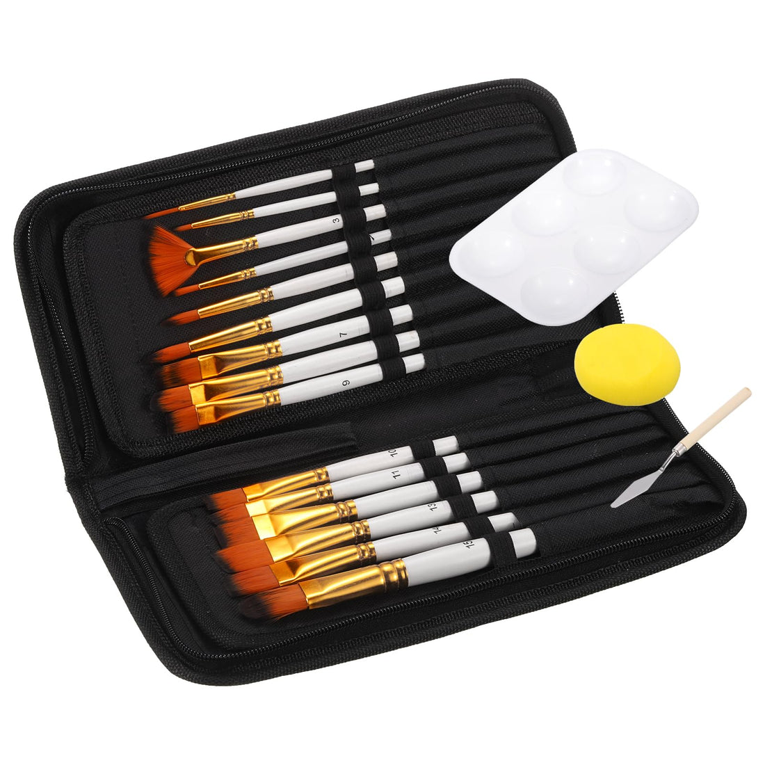 PATIKIL Paint Brushes Set, 15pcs Watercolor Brushes Acrylic Paint Brushes Paintbrushes with Carrying Case Palette for Acrylic Painting Art Face Crafts, White